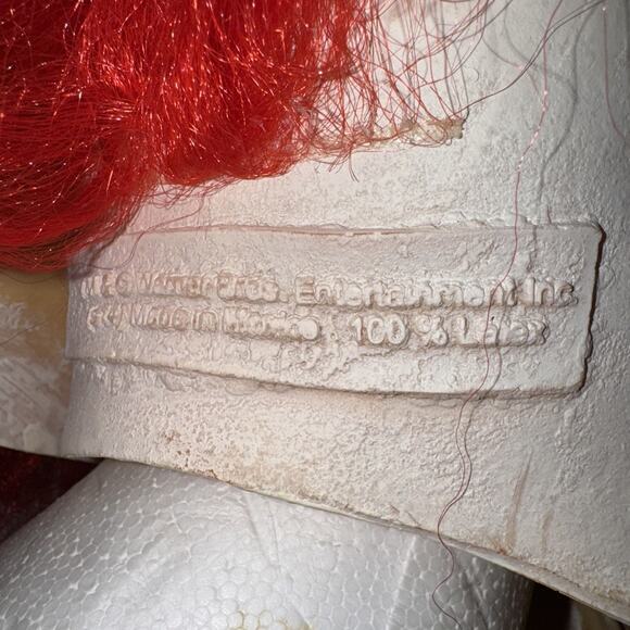 Warner Bros Clown Mask Latex Crazy Red Fringe Hair Red Nose Bald Head Used - Picture 9 of 11